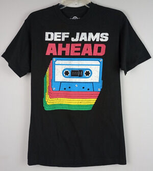 NWOT Mad Engine Adult Black Def Jams Ahead Colorful Cassette Graphic Tshirt‎
